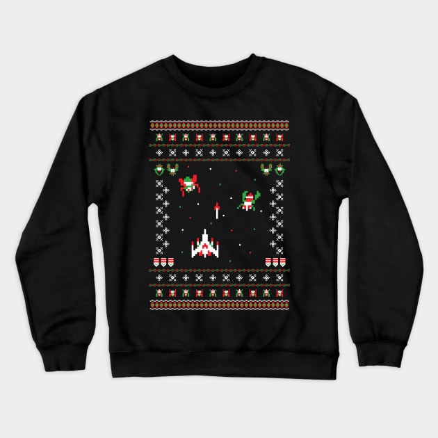 Galaga Ugly Holiday Sweater Crewneck Sweatshirt by Swainathan